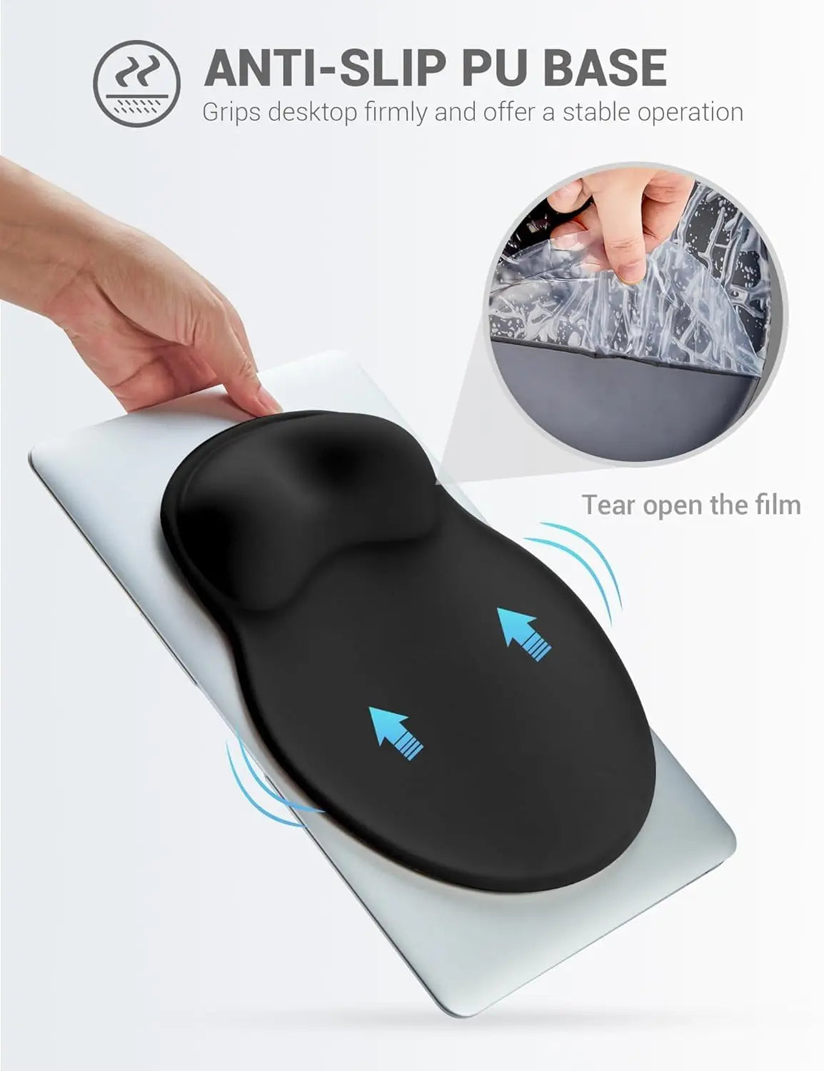 Ergonomic Mouse Pad Wrist Support, Relieve Wrist Pain Gel Mouse pad, Non-Slip Rubber Base Soft Mousepad Computer for Office Home