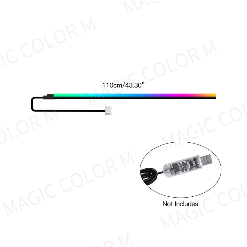 Vgetting Car Ambient Lights LED 140cm 120cm 110cm 90cm 75cm Acrylic RGB Symphony Atmosphere Lamp USB APP Control Remote Control