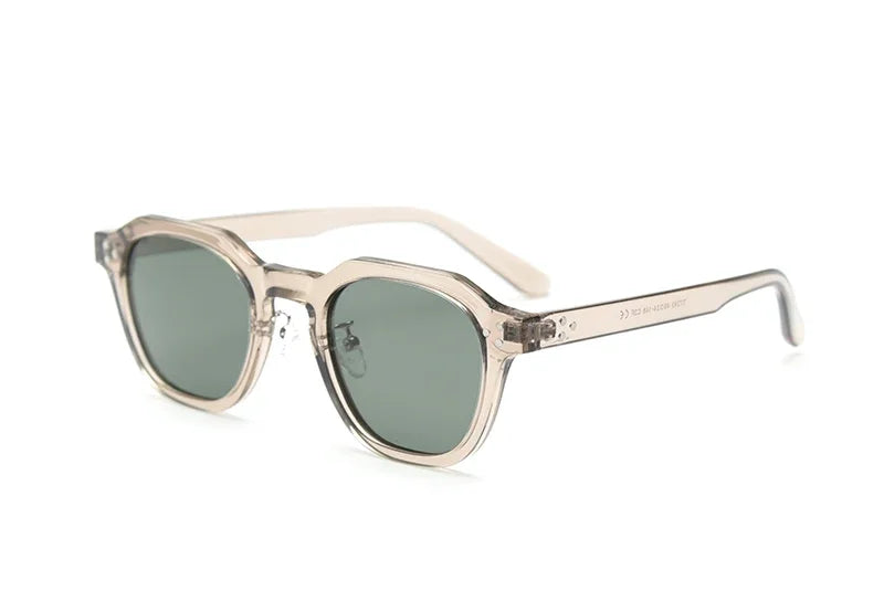 JNPCXI Retro Sun Glasses for Women TR90 Frame Polygon Polarized Sunglasses Uv400 Male Green Brown Lens