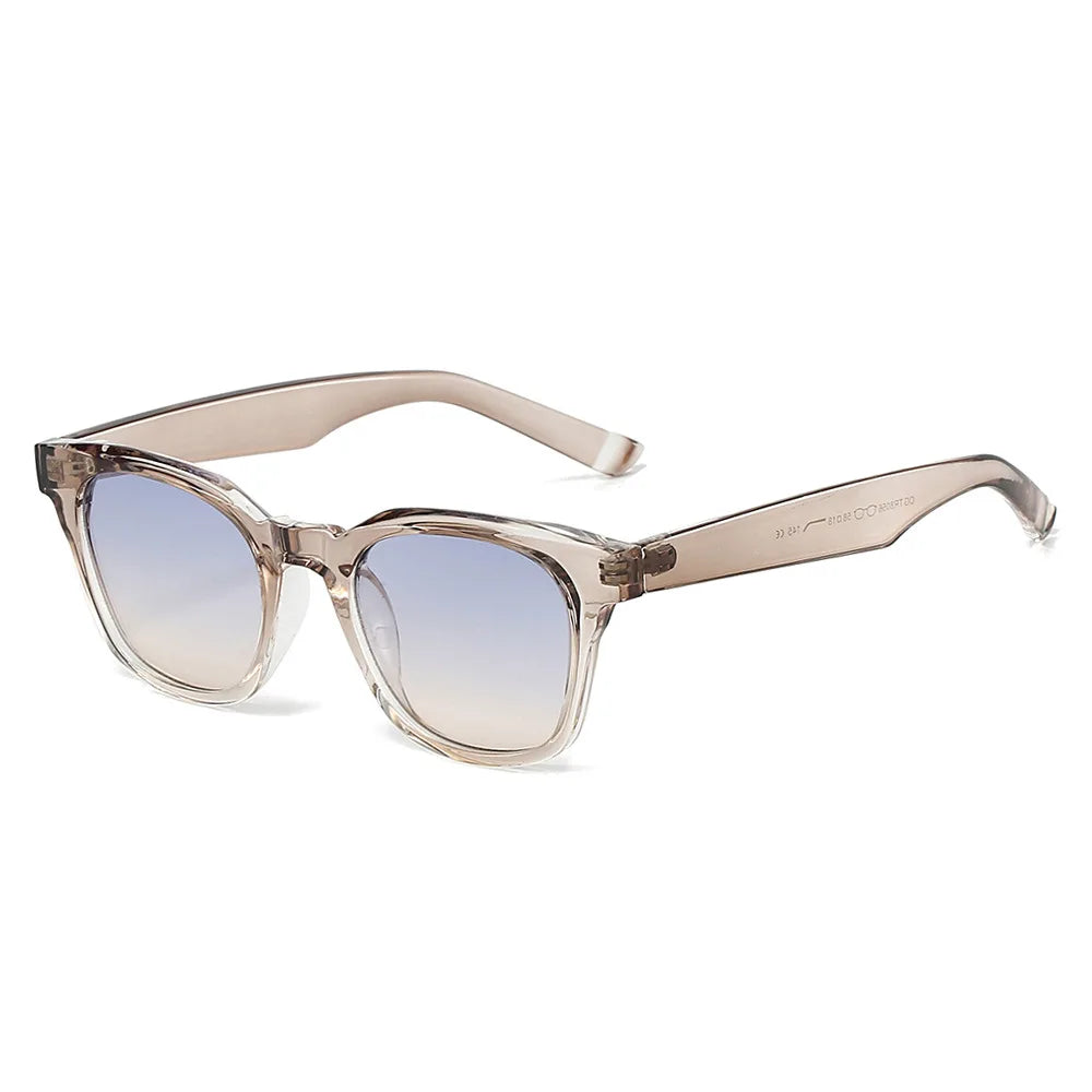 JNPCXI Retro Tr90 Square Jelly Color Sunglasses Women Shades UV400 Fashion Rivets Men Punk Matte Tea Sun Glasses