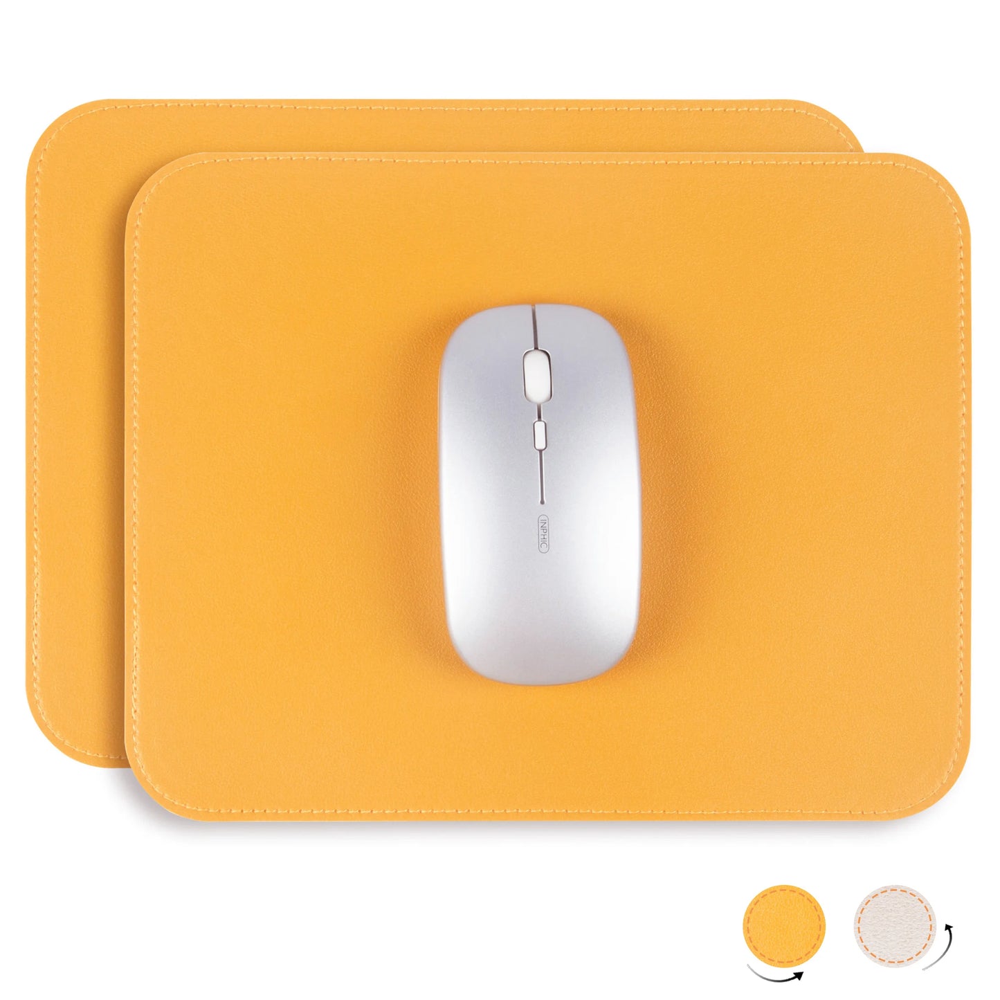 2pack Leather Mouse Pad with Stitched Edge for Laptop Computer PC Personality Desings Office Mouse Mat Pad 20X25CM