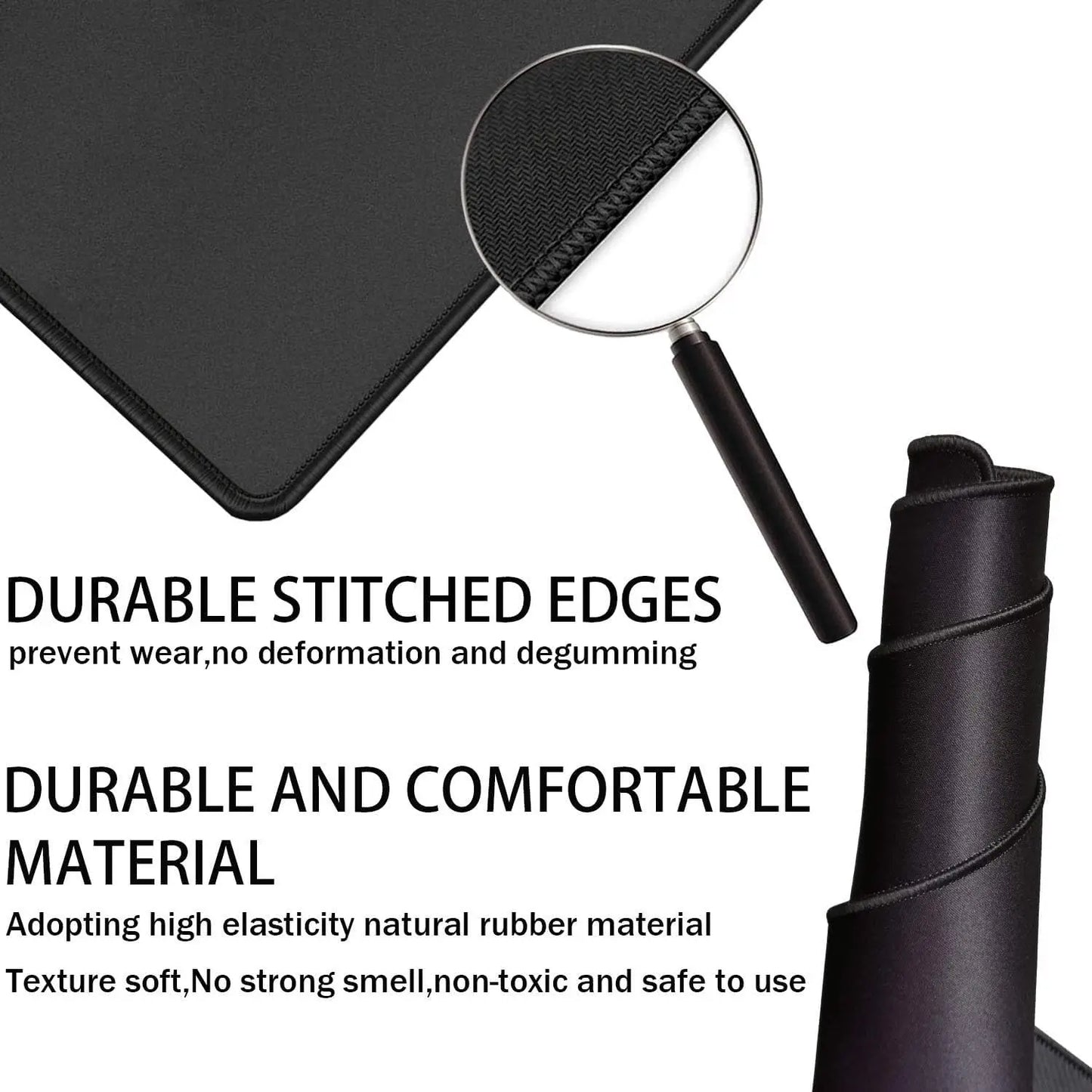 Large Mouse Pad, Waterproof Mouse Pad with Stitched Edge, XXL Non-Slip Black Computer Mousepad Desk Mat for Gamer, Office & Home