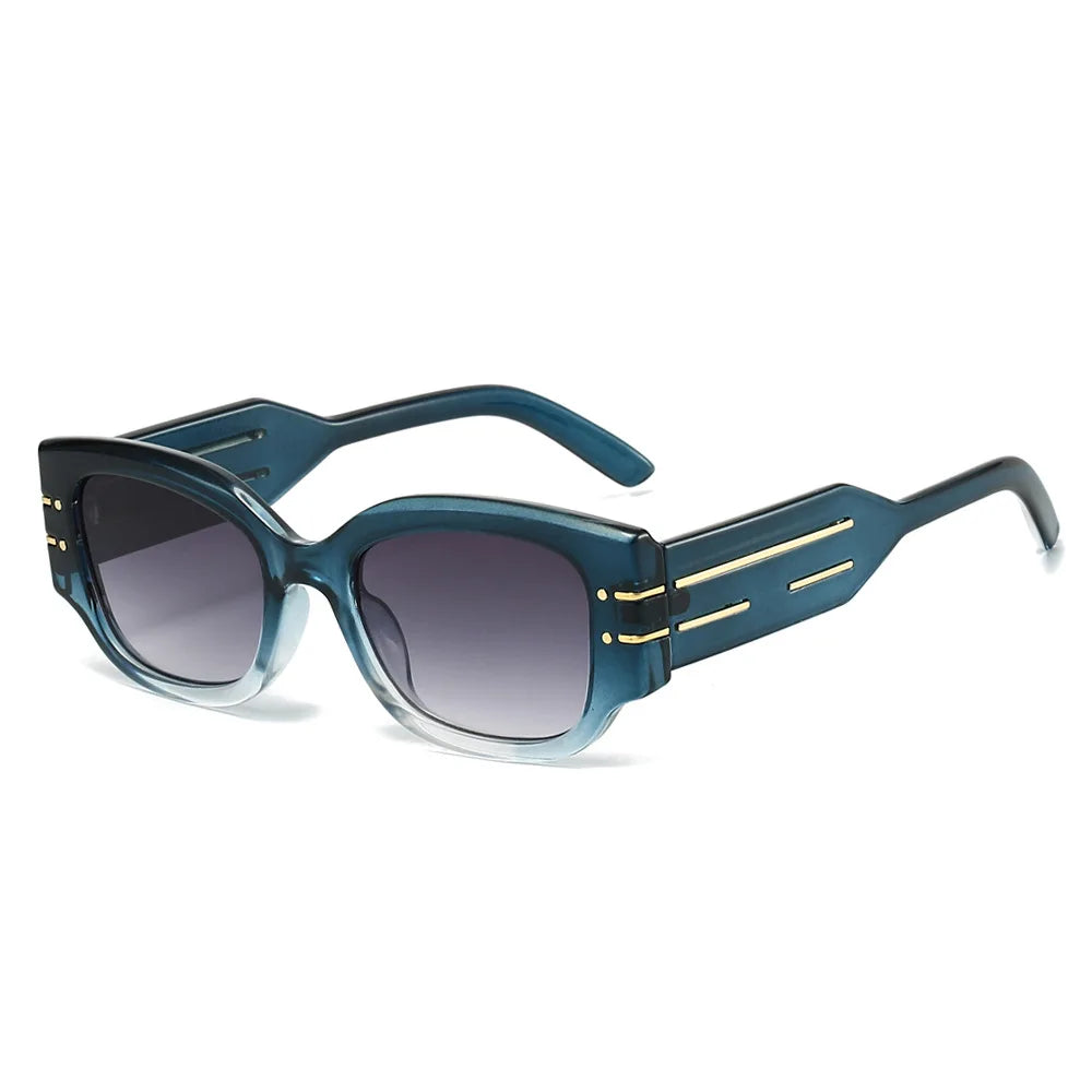 JNPCXI Vintage Square Women Luxury Sunglasses Fashion Rivets Green Gray Shades Men Trending Punk Sun Glasses