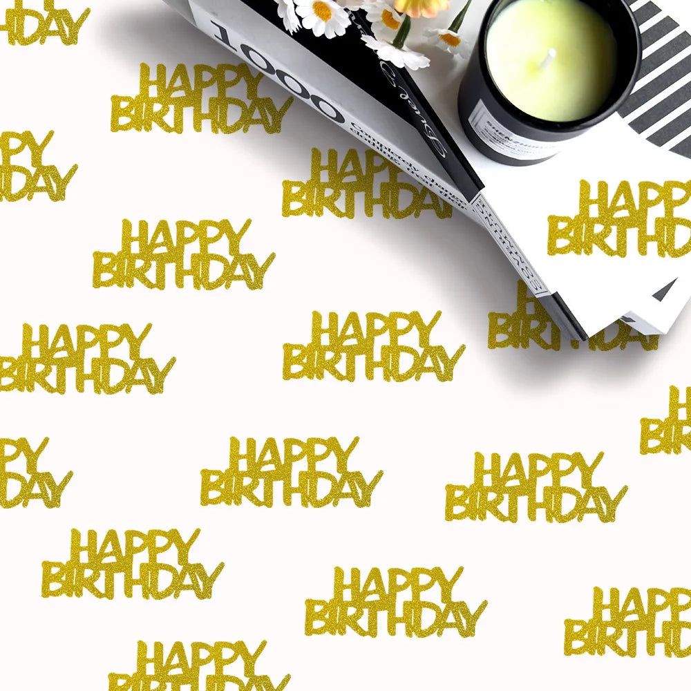Golden HAPPY BIRTHDAY Desktop Scattering Props, Happy Birthday Confetti, Decorations Birthday Table Scatter Party Supplies