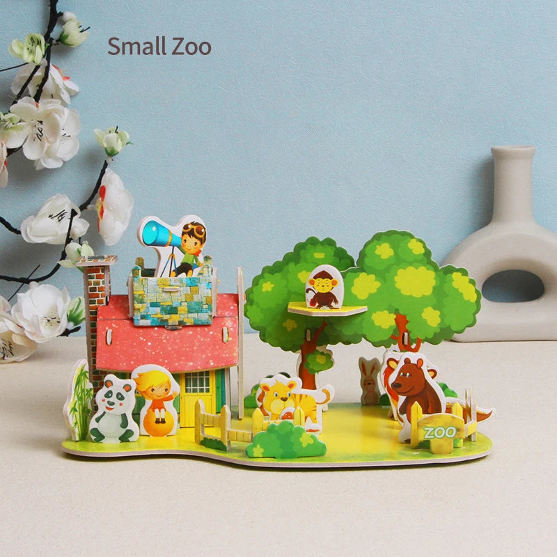 DIY Fidget Toys 3D Puzzle Paper House Kindergarten Early Education Puzzle Handmade Children's Elementary School Students