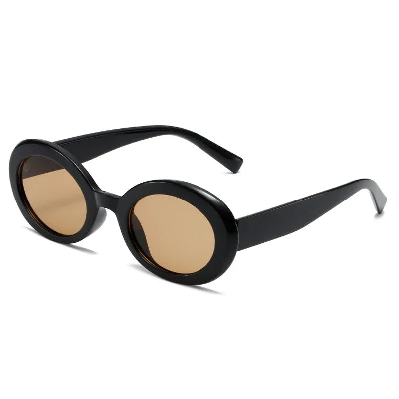 JNPCXI Oval Jelly Color Women Sunglasses Fashion Black Light Tea Shades UV400 Men Trending Gradient Sun Glasses