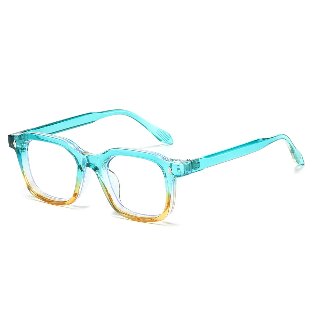 JNPCXI Square Women Fashion Sunglasses Shades UV400 Retro Rivets Clear Gradient Men Trending Sun Glasses