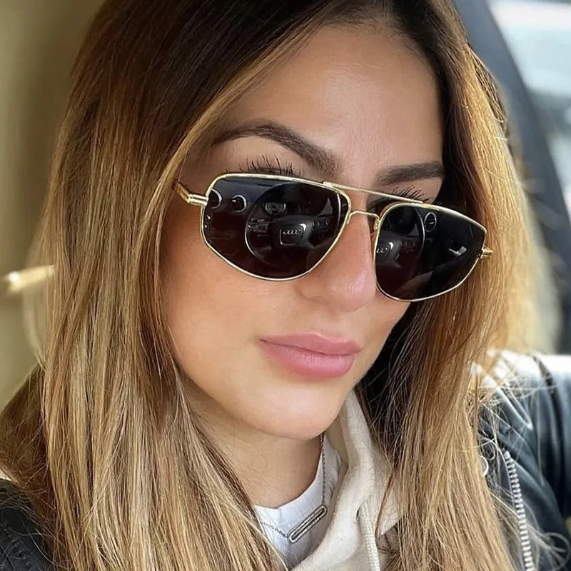 JNPCXI New Retro Pilot Women Sunglasses Classics Metal Double Bridge Shades Sun Glasses Female Eyewear Trendy Glasses Oculos