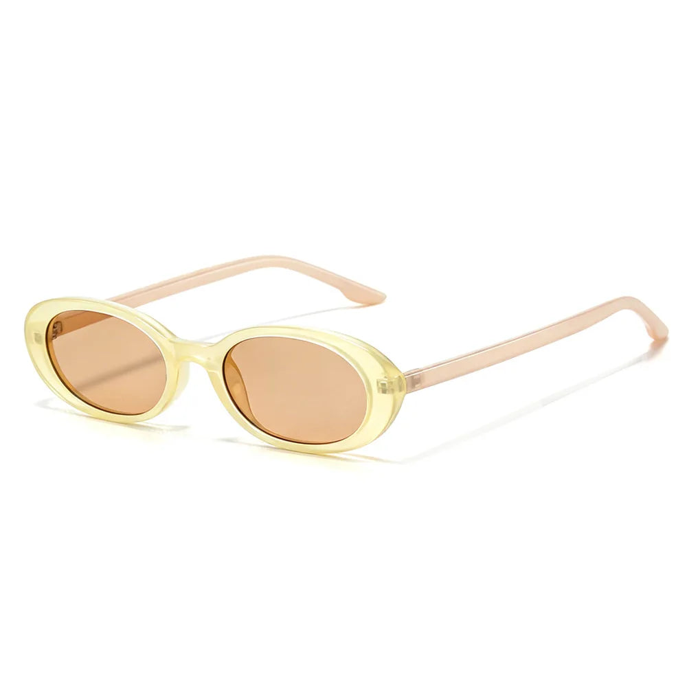 JNPCXI New Retro Small Oval Men Sunglasses Fashion Gradient Shades UV400 Women Outdoor Punk Sun Glasses