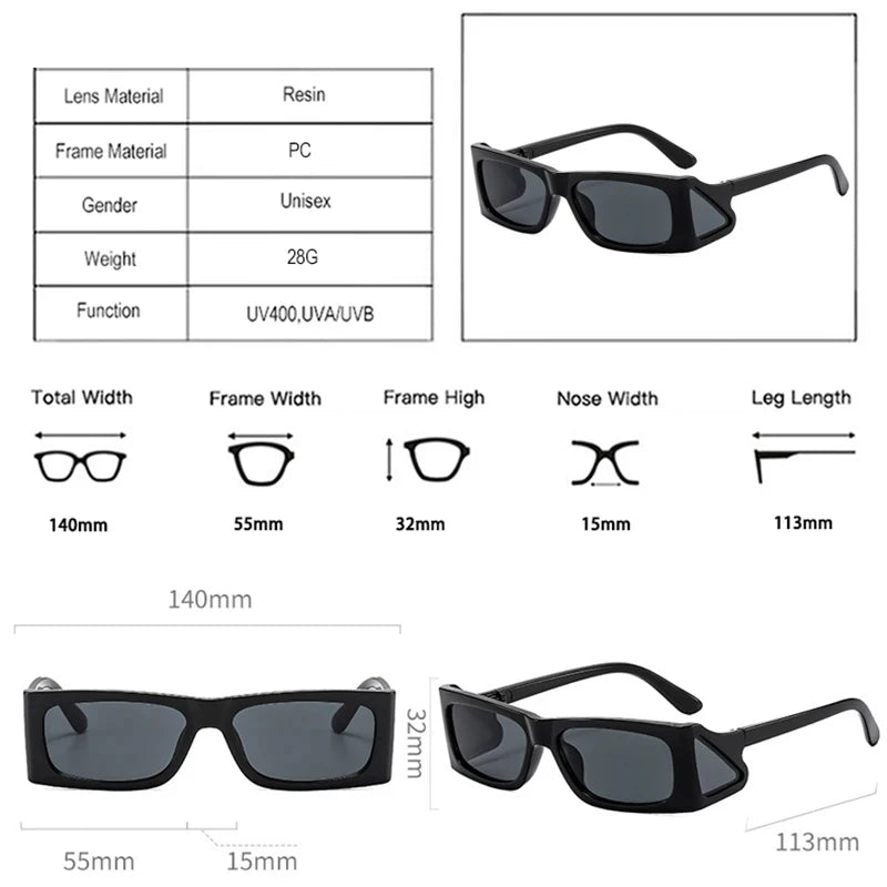 JNPCXI Fashion Unique Small Square Sunglasses Women Retro Brand Designer Men Trending Punk Sun Glasses UV400