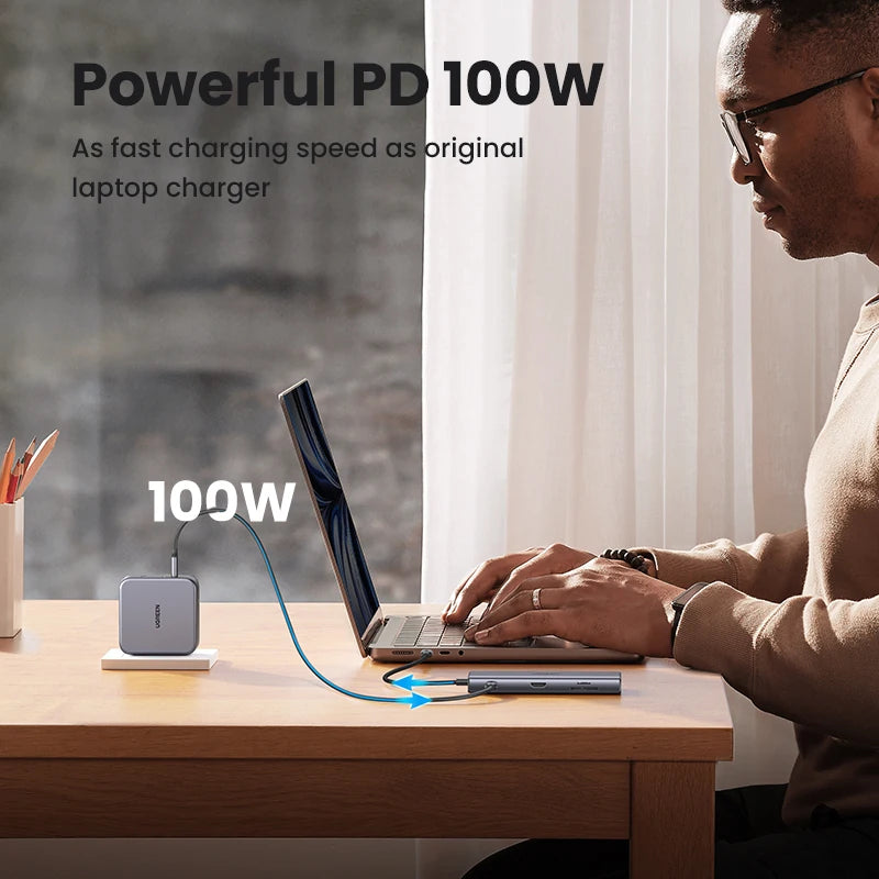 UGREEN USB-C HUB 9-in-1 Type-C to 4K60Hz HDMI 10Gbps Data 1000Mbps RJ45 PD100W SD&TF for Laptop Accessories MacBook DELL iPad HP