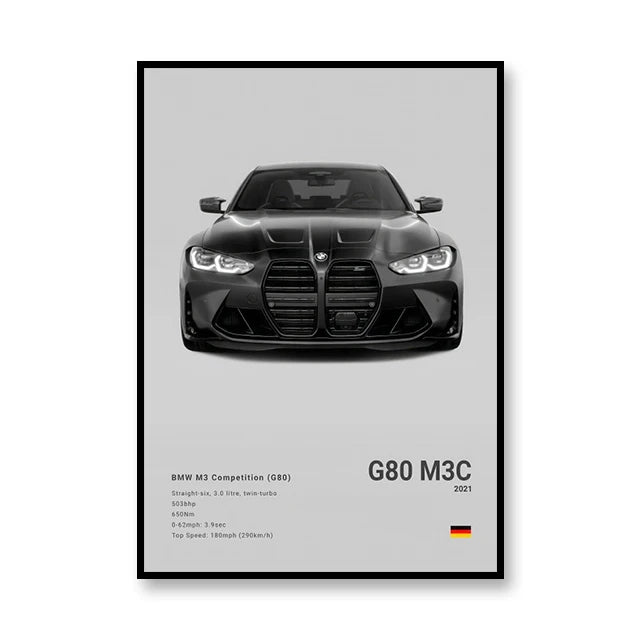 G80 M3C BMW Print Famous Brand Cars Canvas Wall Art Poster Print SVJ Room Decor