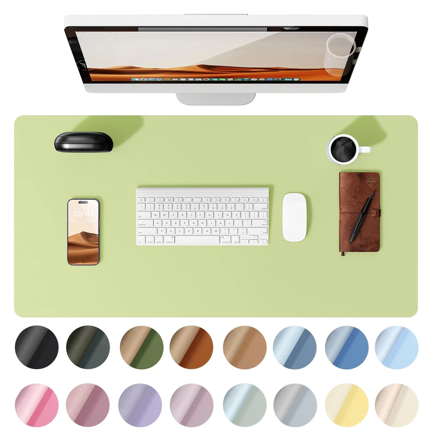 Large Size Leather Desk Pad Protector, Office Desk Mat, Large Mouse Pad, Non-Slip PU Leather Desk Blotter, Laptop Desk Pad