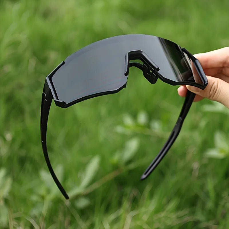 1pc Unisex Trendy Geometric Frame Wrap-Around Sunglasses with Protection Suitable for Daily Outings And Travel Outfit Additions