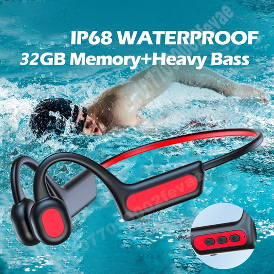 New BMAD Bone Conduction Headphones IPX8 Waterproof Wireless Open Bluetooth 5.3 Long Lasting 32GB MP3 Swimming Sports Headphones
