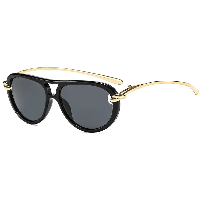 JNPCXI Ins Popular Fashion Double Bridges Pilot Women Luxury Sunglasses Brand Designer Oval Hollow Shades UV400 Men Sun Glasses