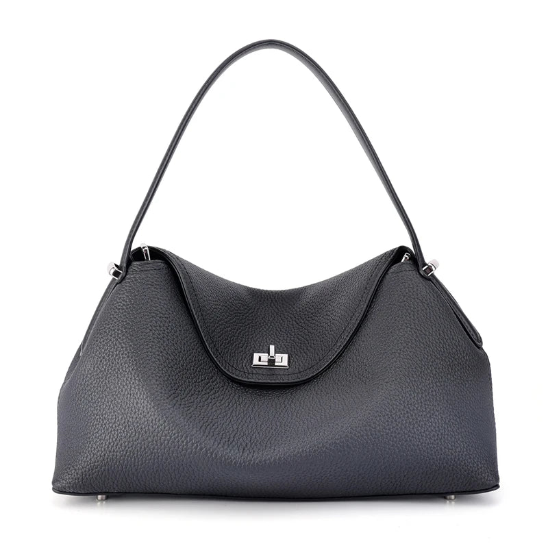 Genuine Leather Tote Bag for Women Large Capacity Cowhide Shoulder Bag Patchwork Commute Handbag Luxury Designer Crossbody Bag