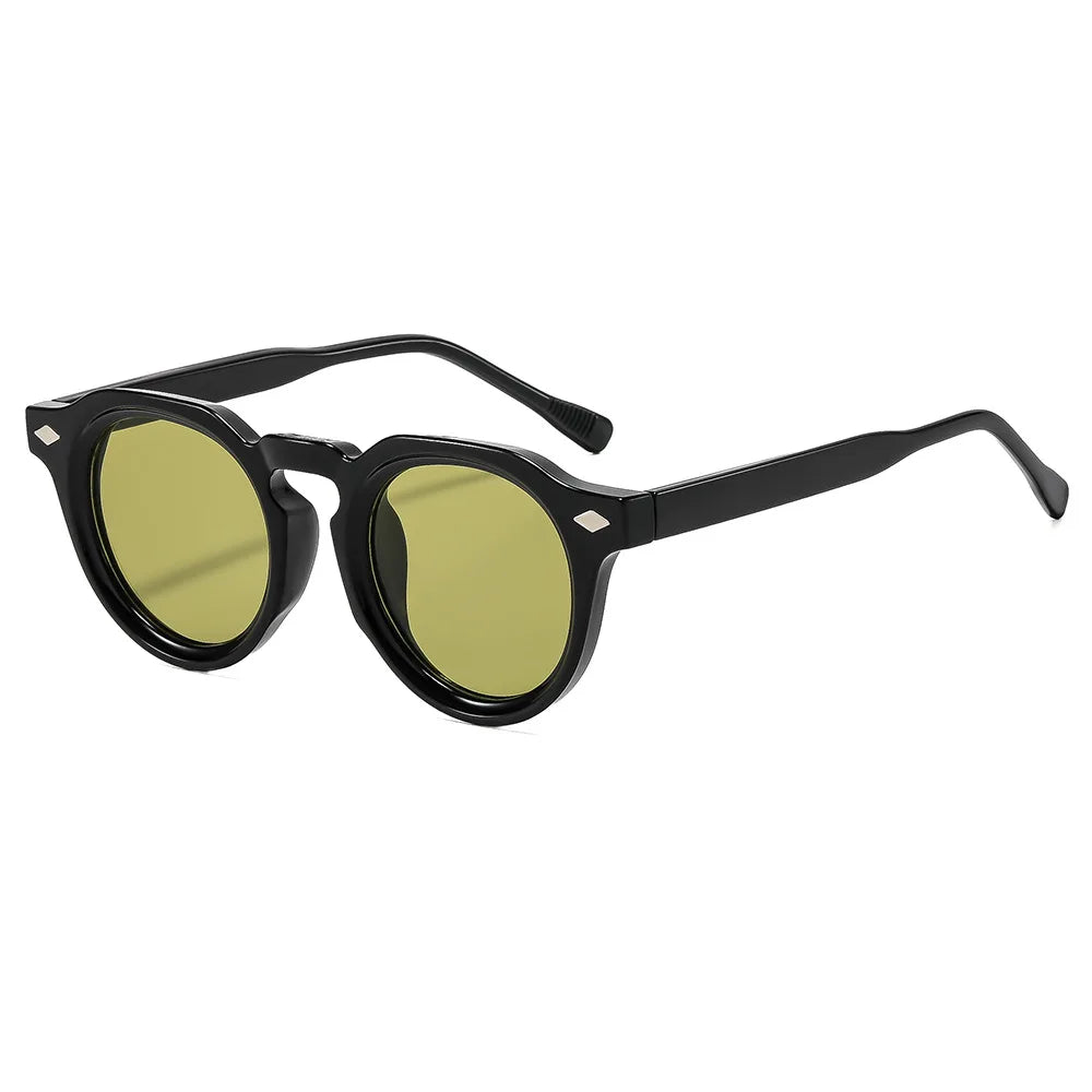 JNPCXI New Fashion Round Sunglasses Women Punk Leopard Gradient Shades Men Trending Rivets Sun Glasses UV400