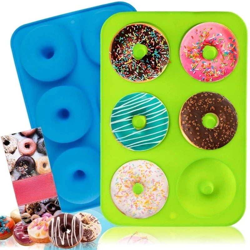 1pc 6-Cavity Silicone Donut Mold, Oven-Safe Silicone Round Donut Mold, Food-Grade Donut Baking Pans for Birthday Holiday Treats