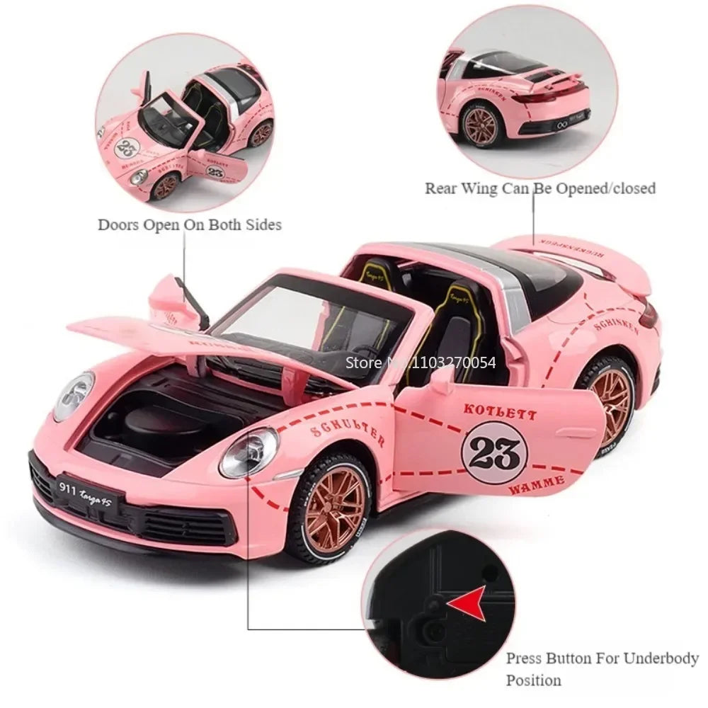 1:32 911 Targa 4S Cayenne Diecasts Model Alloy Boys Toys Miniature Supercar 4 Door Opened Vehicle Collectibles for Kid Toy Gifts
