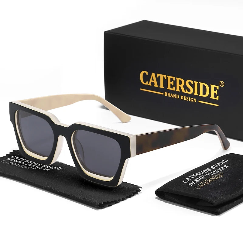 CATERSIDE Retro Polarized Square Sunglasses Men High Quality Acetate Frame Women Sun Glasses Driving Sports Oculos De Sol UV400
