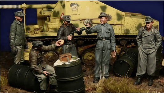 1/35 Resin Model Kit, GK， Resin Tank Team of 5 People, Unpainted