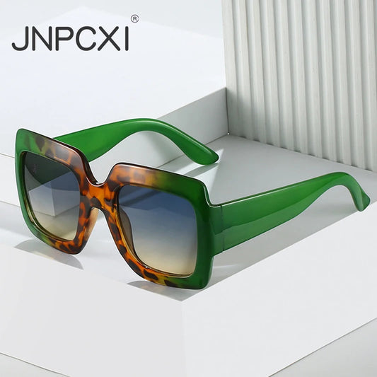 JNPCXI Oversized Square Women Colorful Sunglasses Fashion Gradient Leopard Female Shades UV400 Men Outdoor Sports Sun Glasses