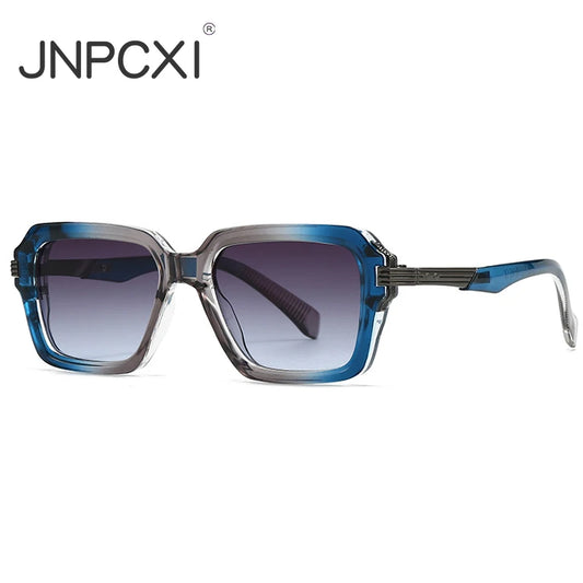 JNPCXI Retro Square Men Double Color Sunglasses Fashion Rivets Women Blue Gradient Shades UV400 Trending Punk Sun Glasses