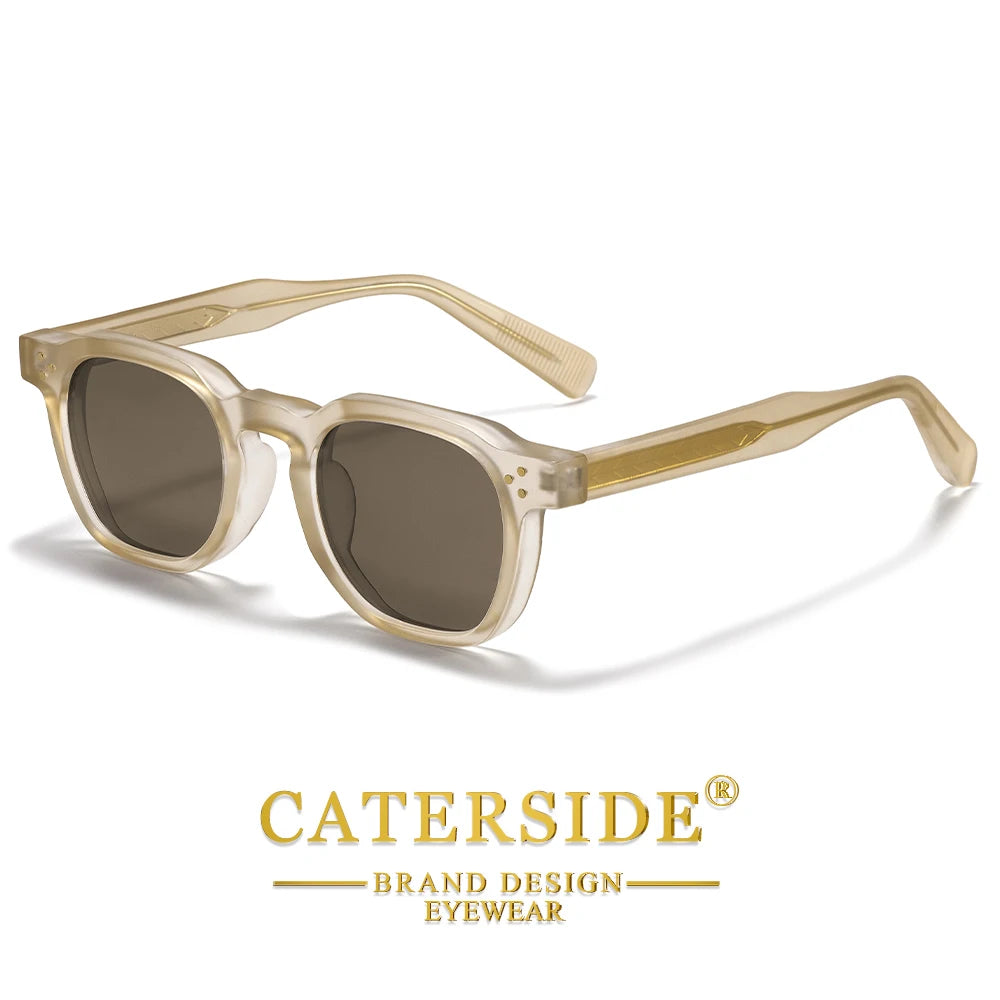 CATERSIDE New Square Men's Sunglasses Personalized Temple Tips Design Sun Glasses Women's Travel Party Eyewear Festival Gift