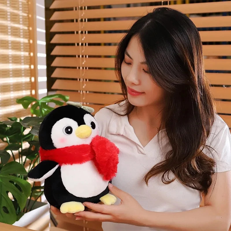 20-25cm Cute Penguin Wear A Bow Scarf Plushies Doll Cartoon Stuffed Animal Soft Sofa Cushion Baby Sleeping Pillow for Kids Gifts