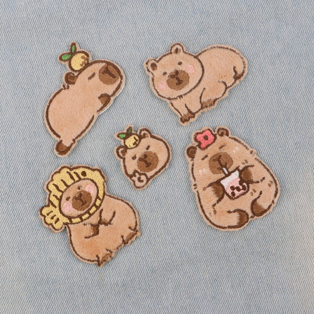 Cute Capybara Embroidery Patch Cartoon Animal Iron On Patches For Clothing Adhesive Patches On Clothes DIY Sew Badges