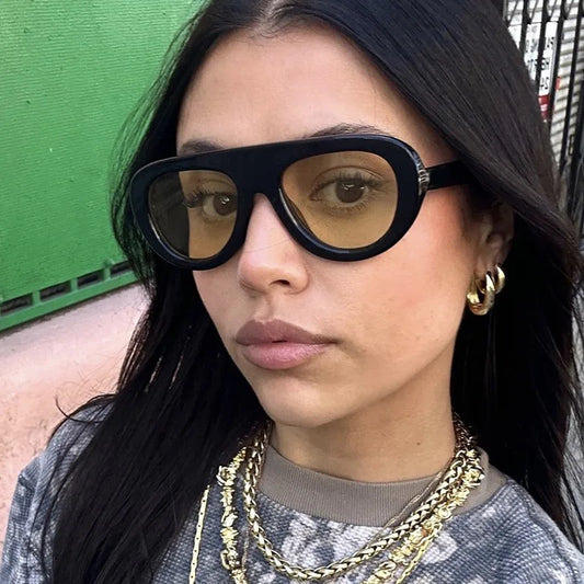 JNPCXI Vintage Pilot Women Sunglasses Fashion Black Orange Shades UV400 Men Trending Punk Sun Glasses