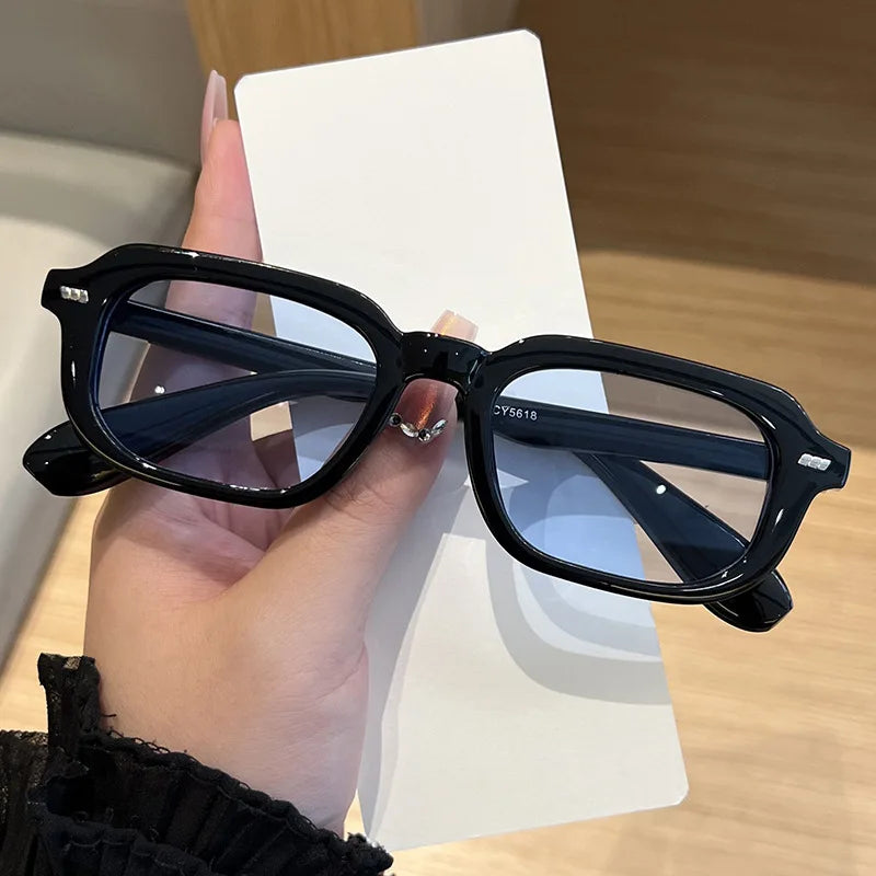 JNPCXI New Fashion Square Sunglasses Women Black Tea Shades UV400 Retro Trending Men Punk Rectangle Leopard Sun Glasses
