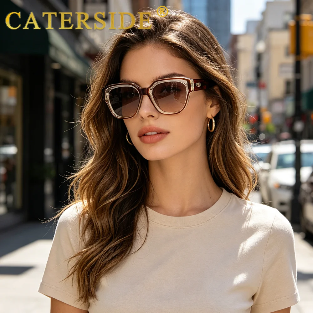 CATERSIDE Men Fashion Sunglasses High-Quality Pc Square Thick Frame Sun Glasses Women Business Festival Gifts Rational Glasses