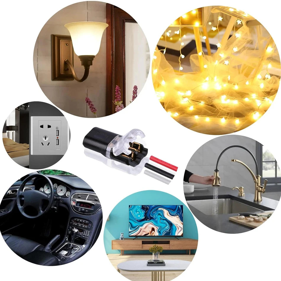 20/50/100 Pcs Double-Wire Plug-in Connector with Locking Buckle-Pluggable LED Wire Connectors 2 Pin Electrical Wire Connector