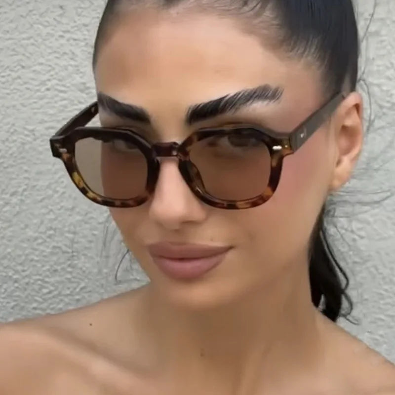 JNPCXI New Fashion Candy Color Square Women Sunglasses Leopard Shades UV400 Retro Trending Rivets Men Sun Glasses