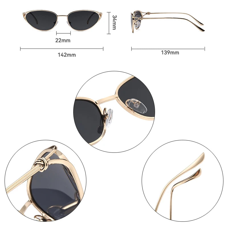JNPCXI New Retro Metal Cat Eye Sunglasses Women Fashion Gradient Shades UV400
