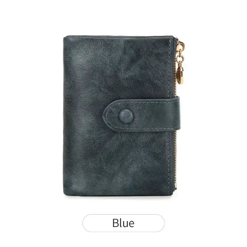 Women's Wallet Short Three Layer Large Capacity Double Zipper Card Holder ID Card Credit Bank Card Holder Money Purses for Women