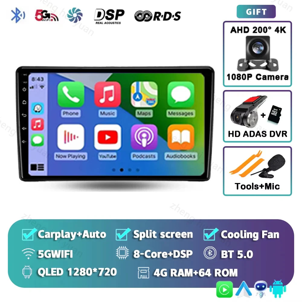 Android 14 For Nissan Navara D40 2004 - 2010 2K QLED CarPlay Auto Car Radio Multimedia Video Player GPS stereo Head Unit 4G WIFI