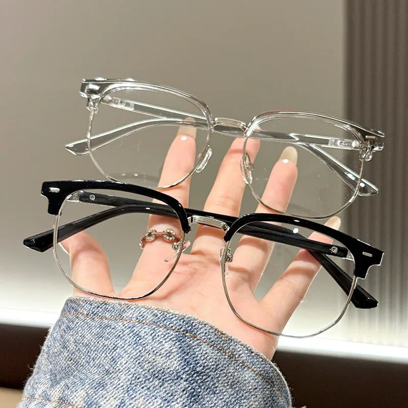 2PCS  Retro Anti-blue Light Glasses Classic Vintage Half Frames Anti Blue Light Blocking Computer Eyeglasses Men for Women