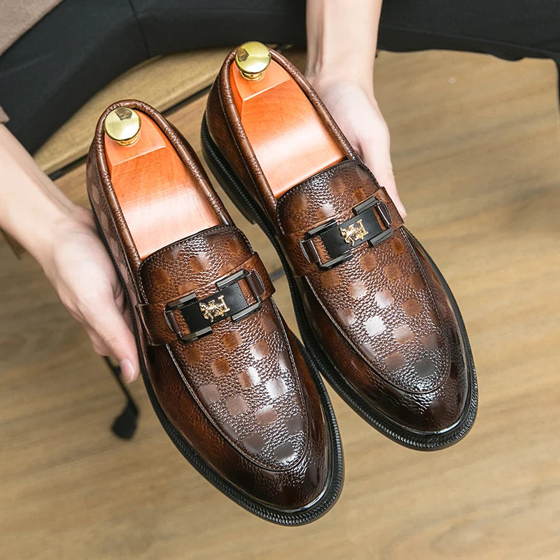 Classic Men's Dress Shoes Formal Brogues Leather Shoes Men High Quality Casual Business Wedding Shoes Men Slip On Office Loafers