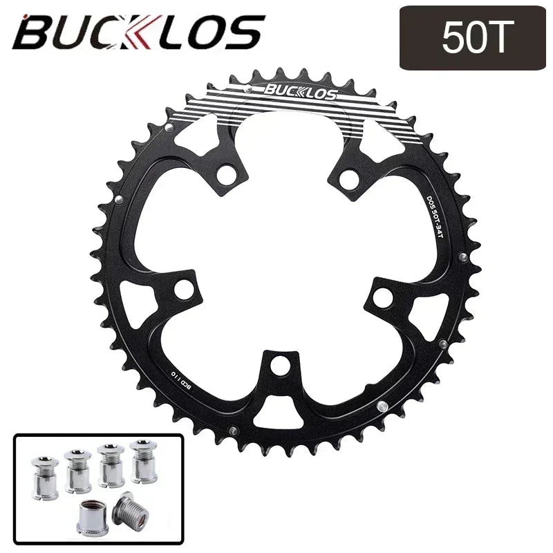 BUCKLOS 5 Bolts 110BCD Road Bike Chainring Lightweight Bicycle Crown 50-34T 52-36T 53-39T for Shimano Sram Crankset