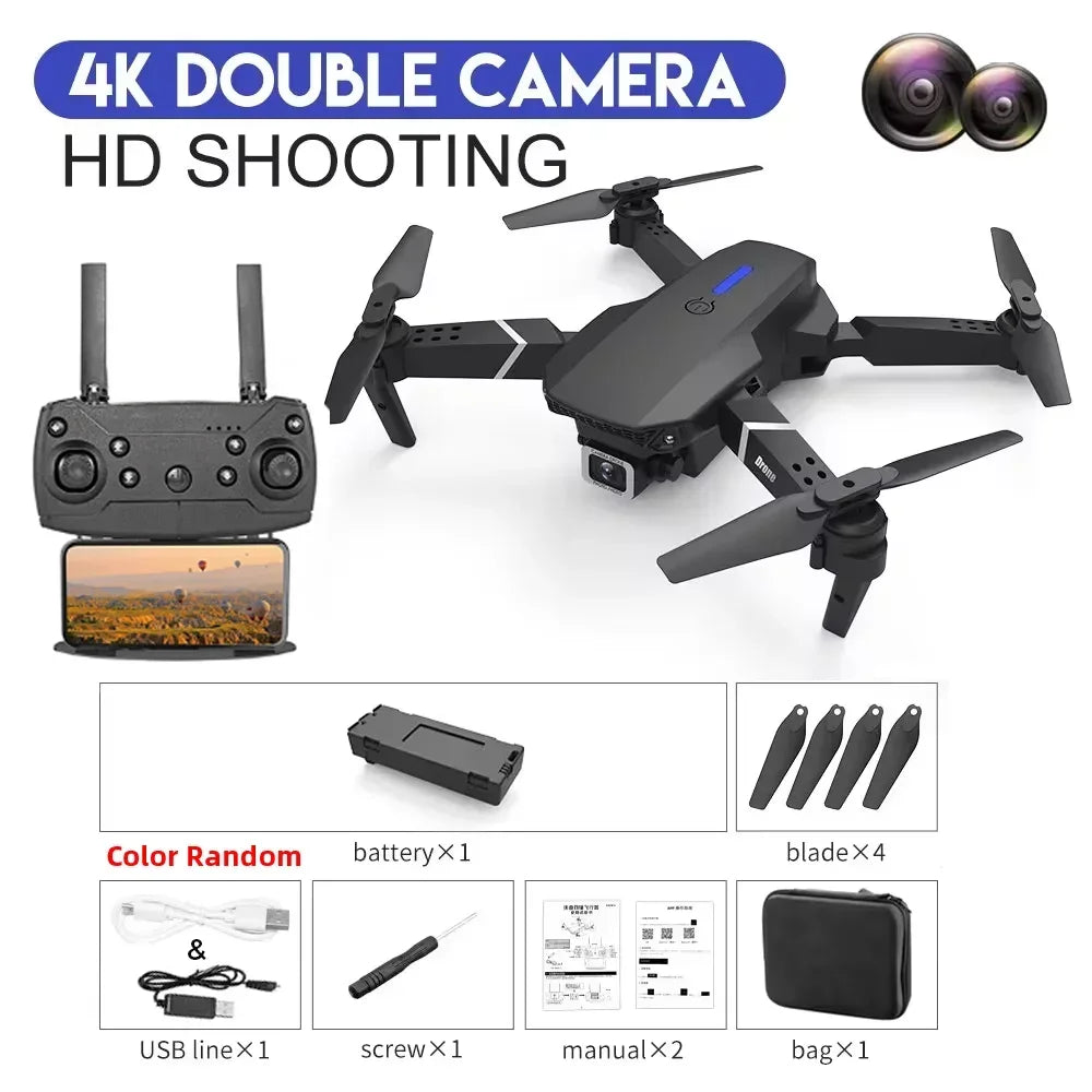 E88 Pro WIFI FPV Drone Wide Angle HD 4K 1080P Camera Height Hold Foldable Drone