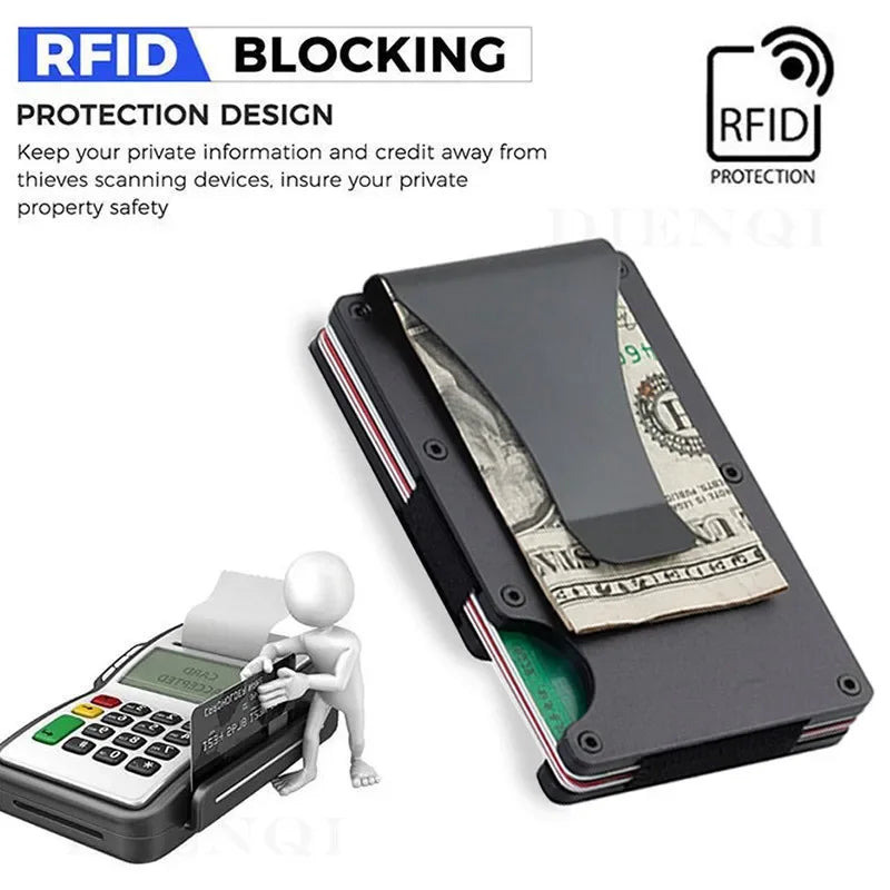 Front Pocket RFID Blocking Minimalist Wallet Men, Slim Mini Money Clip Wallet