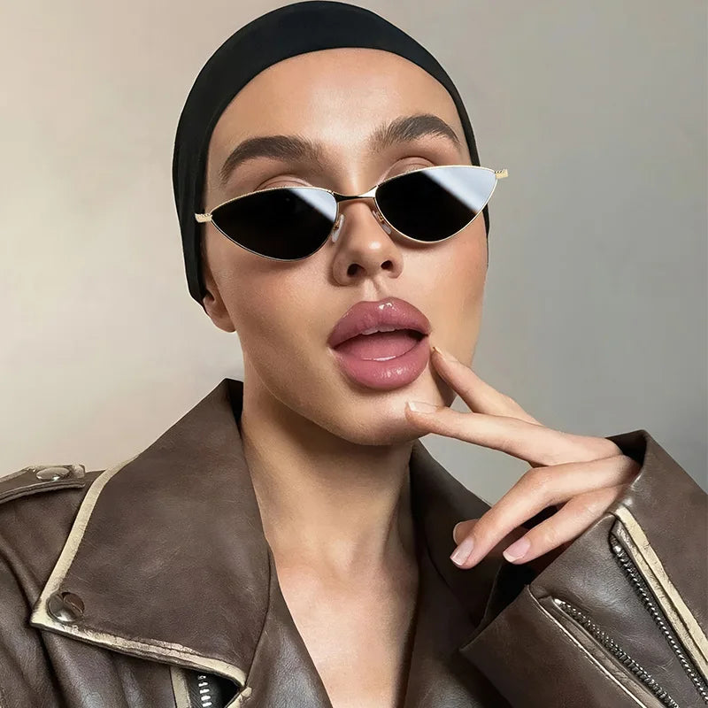 JNPCXI Retro Cat Eye Women Sunglasses Fashion Silver Blue Gradient Shades UV400 Men Sun Glasses
