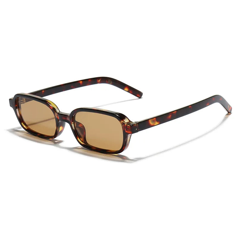 JNPCXI New Fashion Small Rectangle Sunglasses Women Shades UV400 Leopard Green Men Punk Sun Glasses