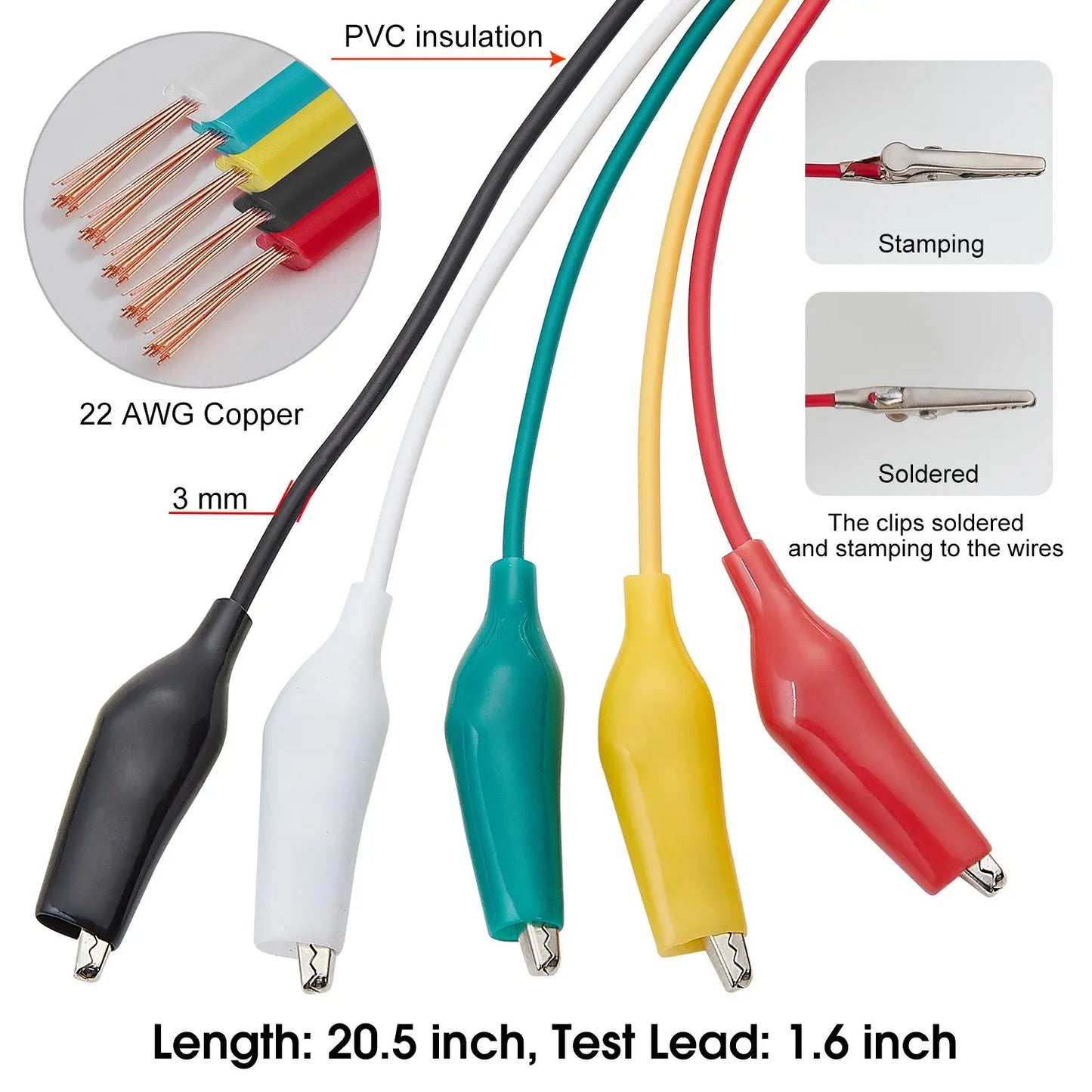 10pcs 30cm 35mm Alligator Clips Electrical Test Leads with Alligator Clips, Stamping Jumper Wires for Electrical Testing