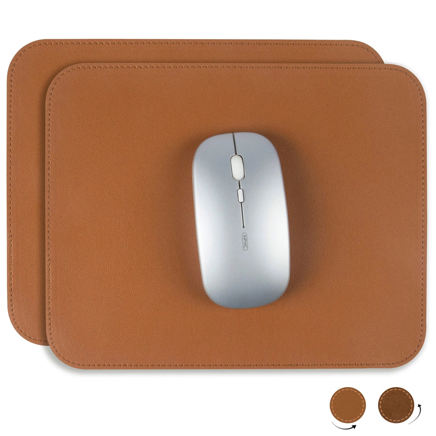 2pack Leather Mouse Pad with Stitched Edge for Laptop Computer PC Personality Desings Office Mouse Mat Pad 20X25CM