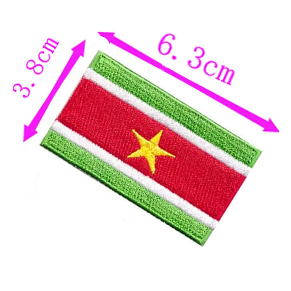 1pc Suriname Country Flag Embroidery Patch 6.3cm Wide Iron On Sew On Backing/Hand Craft/Applique/Hot Cut