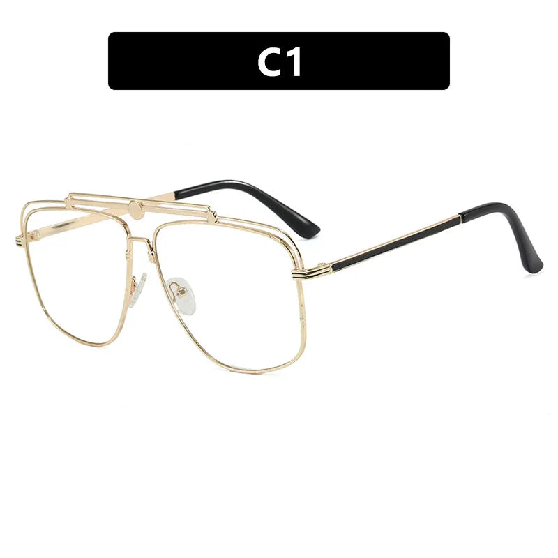 JNPCXI New Vintage Double Bridges Metal Pilot Sunglasses Women Popular Punk Outdoor Driving Men Sun Glasses